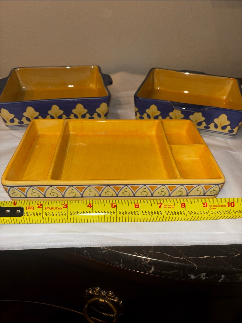 2 Pfaltzgraff Square Dish 7” Handled VillaDellaLuna OvenSafe + tray